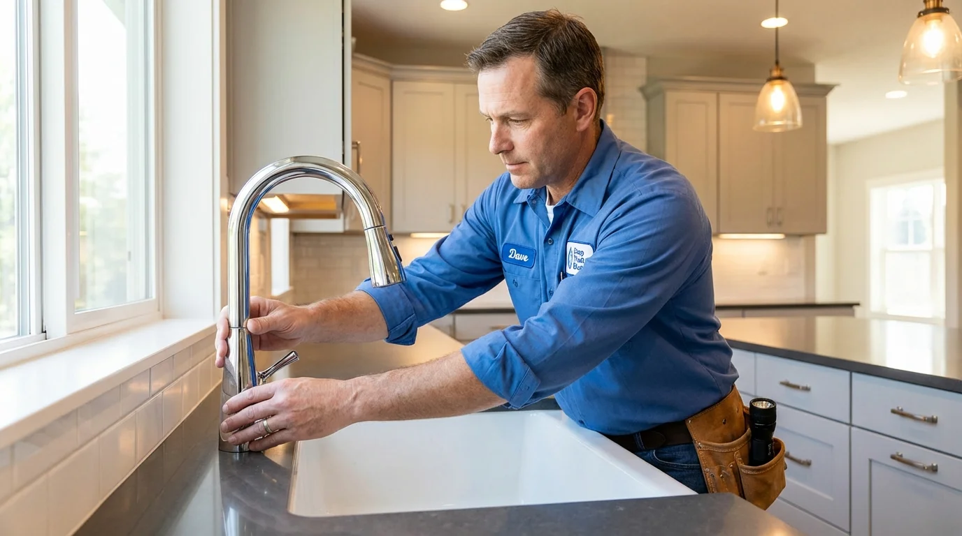 Kitchen faucet installation by Johns Plumbing LLC in Bourg