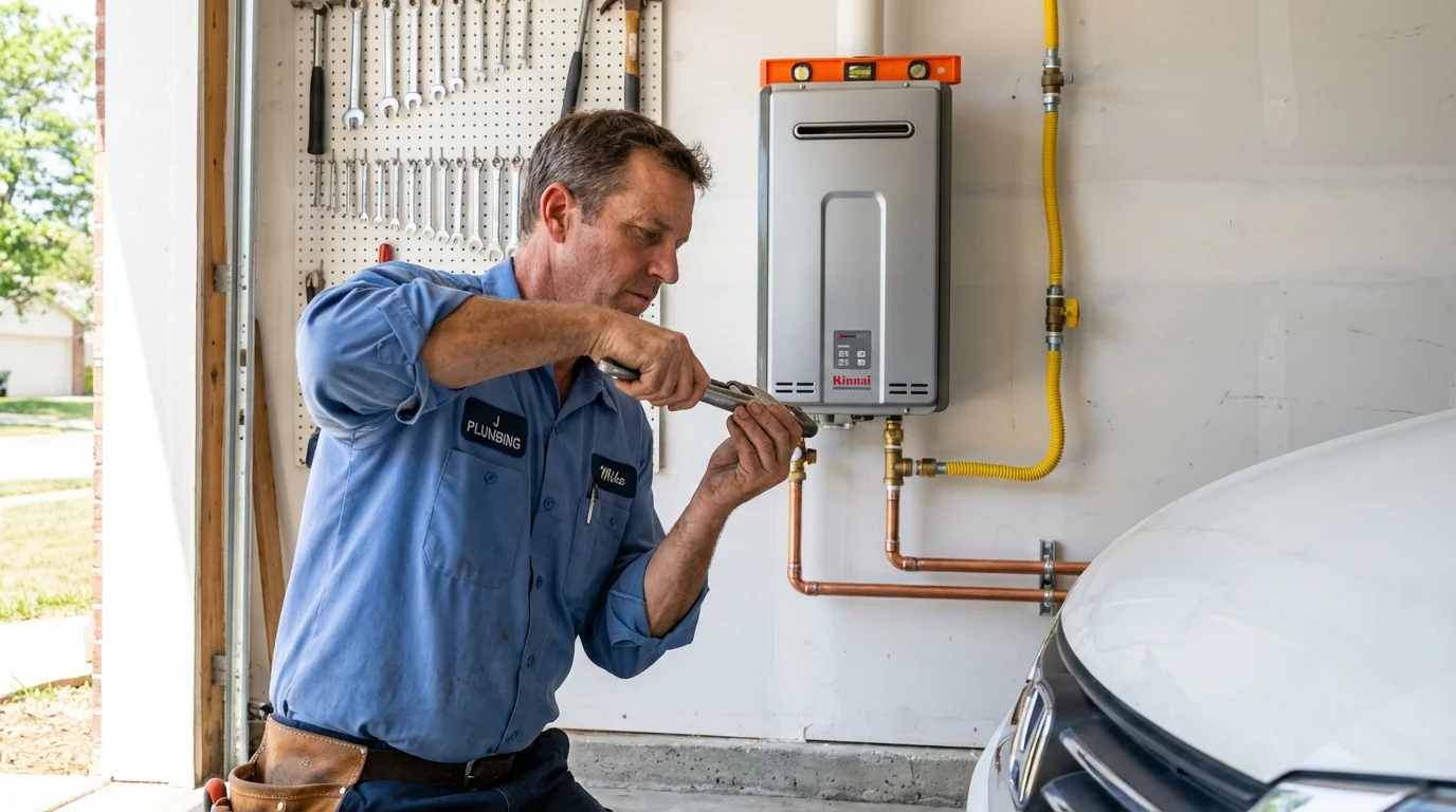 Tankless water heater installation by a Johns Plumbing LLC plumber in Bourg